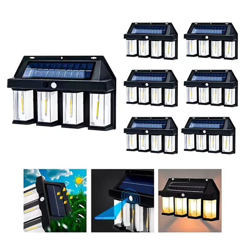 Aplique O Foco Solar Pared 4 Led Exterior Sensor Movimiento