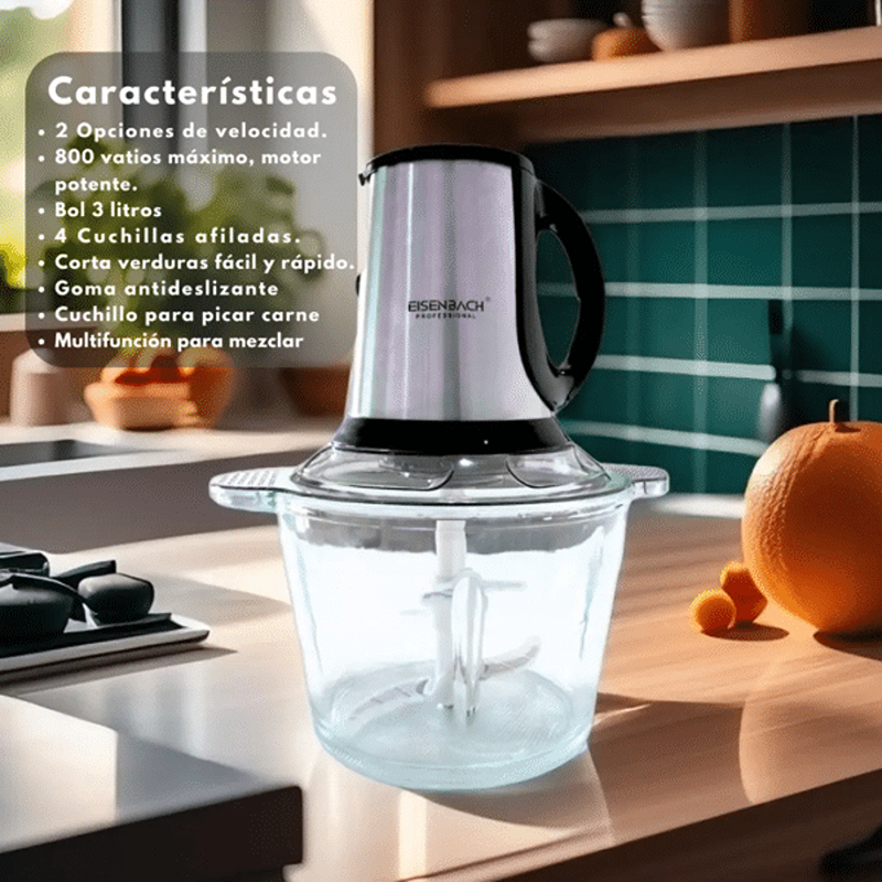 Picadora Eléctrica de Alimentos 3L 700W – Modelo V-779, Acero Inoxidable