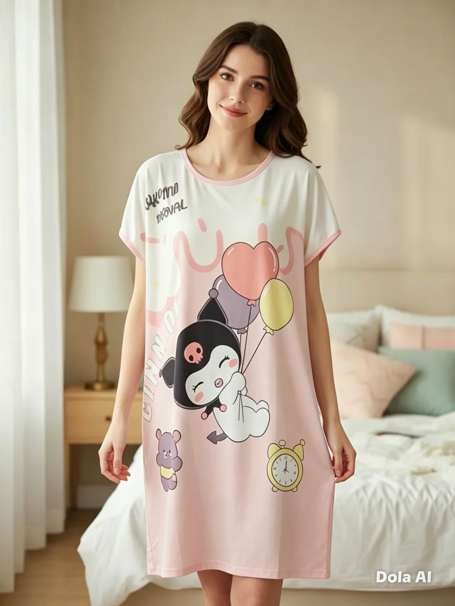 Polerón Camisón de Algodón Kuromi para Mujer