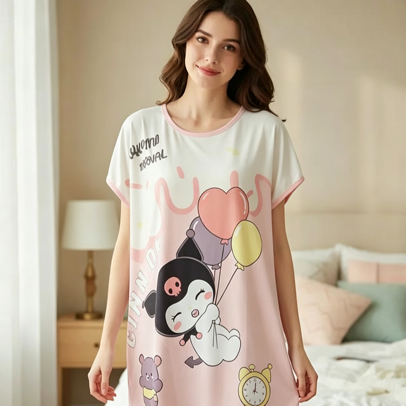 Camisón Kuromi de Algodón para Mujer – Pijama Kawaii Suave