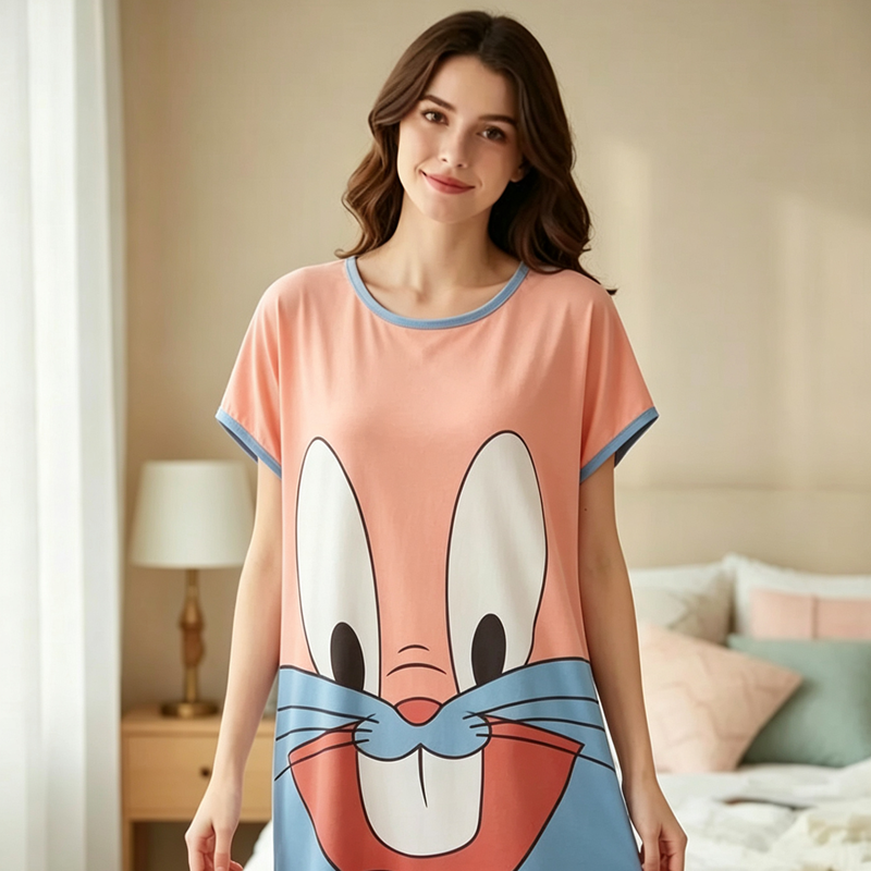 Camisón Bugs Bunny de Algodón para Mujer – Pijama Divertido y Cómodo