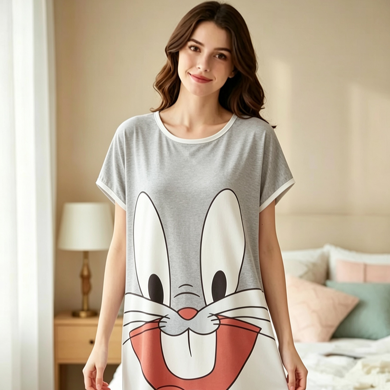 Camisón Bugs Bunny de Algodón para Mujer – Pijama Divertido y Cómodo