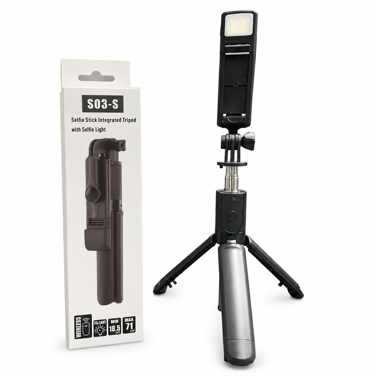 Palo Selfie Trípode 3 en 1 con Luz LED y Control Bluetooth (S03-S)