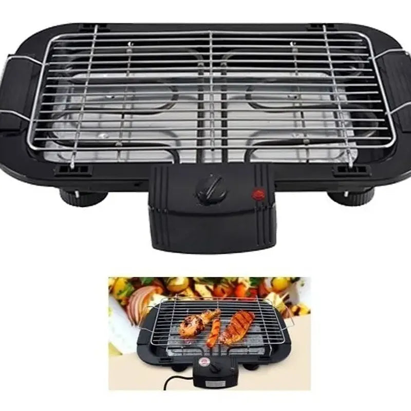 Parrilla Eléctrica Portátil 2000W Grill Negro – Sin Humo, Termostato 5 Niveles