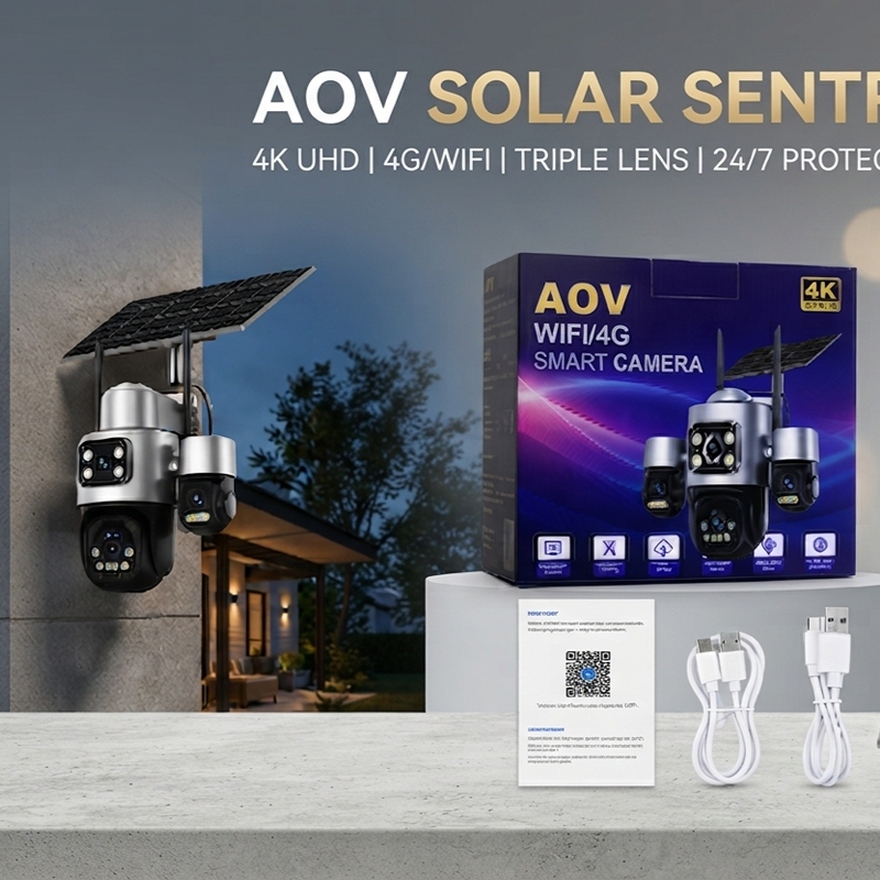 Cámara de Seguridad Inteligente AOV Solar 4K Ultra HD WiFi/4G