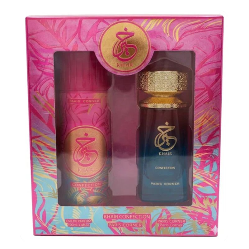 Set Perfume Khair Confection EDP 100 ml + Perfumed Spray 200 ml Paris Corner