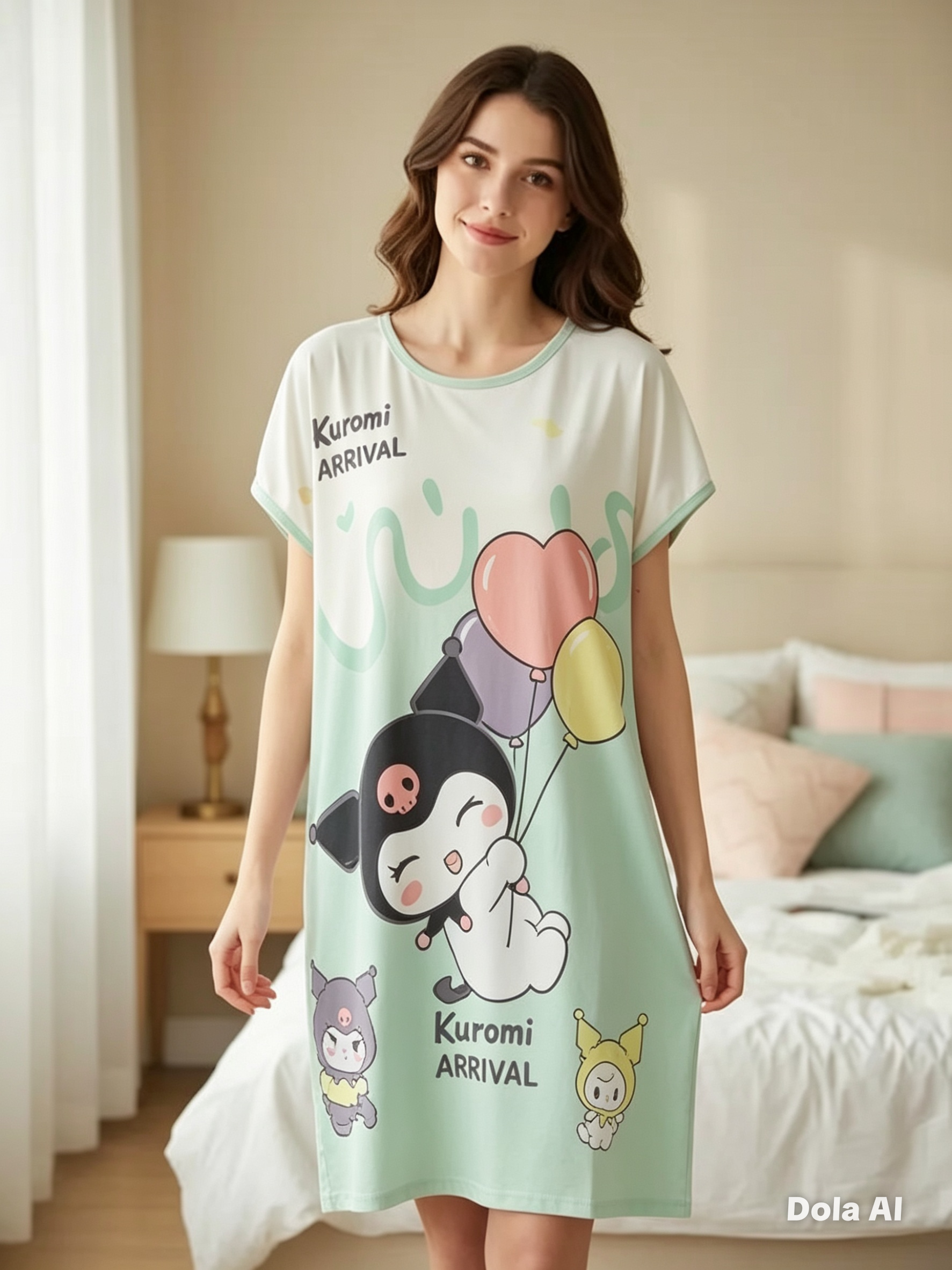 Polerón Camisón de Algodón Kuromi para Mujer