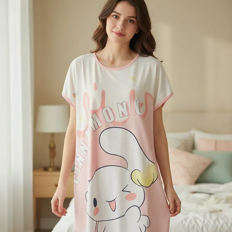 Camisón Cinnamoroll de Algodón para Mujer – Pijama Kawaii Suave