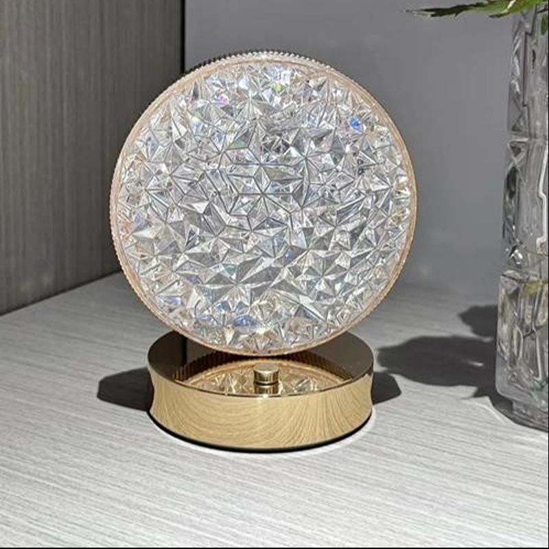 Lámpara de Mesa LED Decorativa - Diseño Circular Estilo Cristal