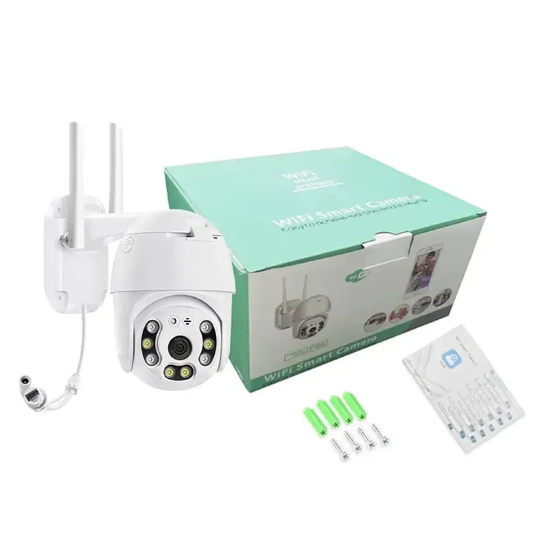 Cámara de Seguridad WiFi 1080P Visión Nocturna Rotación 360° IP66 Compatible IOS Android